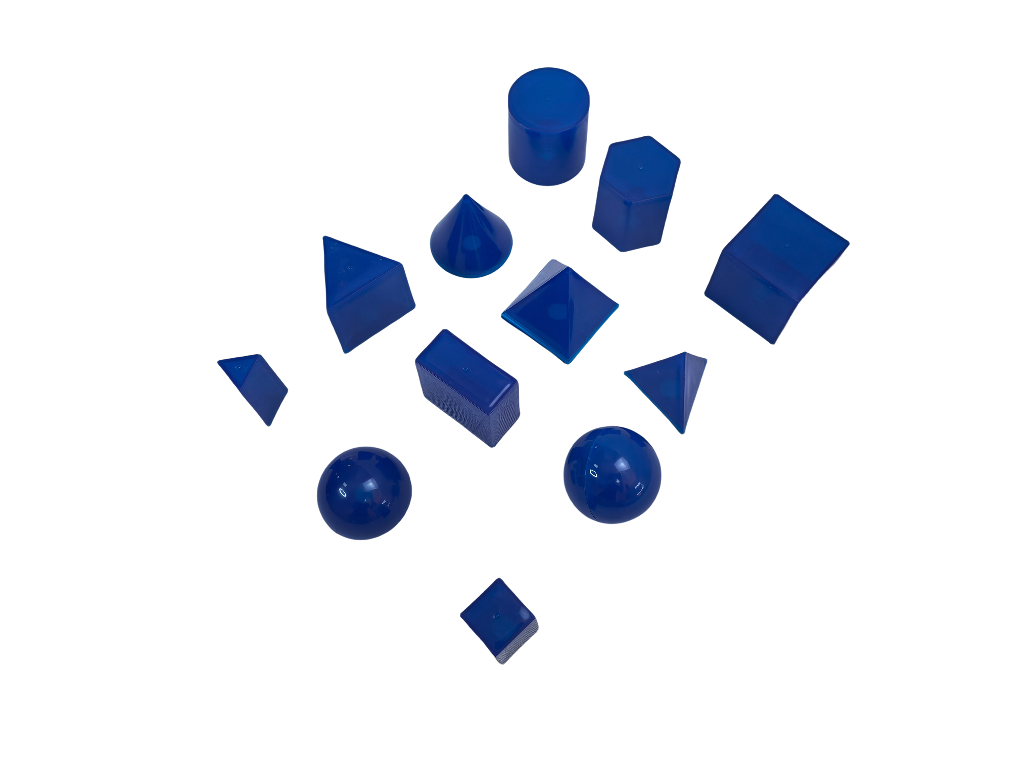 Set model solid geometric 3D transparent de 12 piese